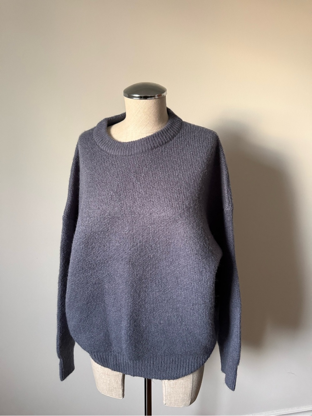 OAK + FORT Women's Crewneck Sweater in Blue/Charcoal